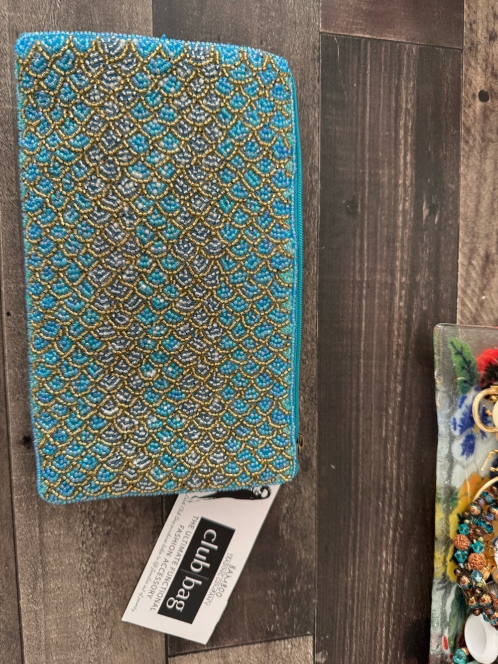 Turquoise & Gold Beaded Decorative Pouch